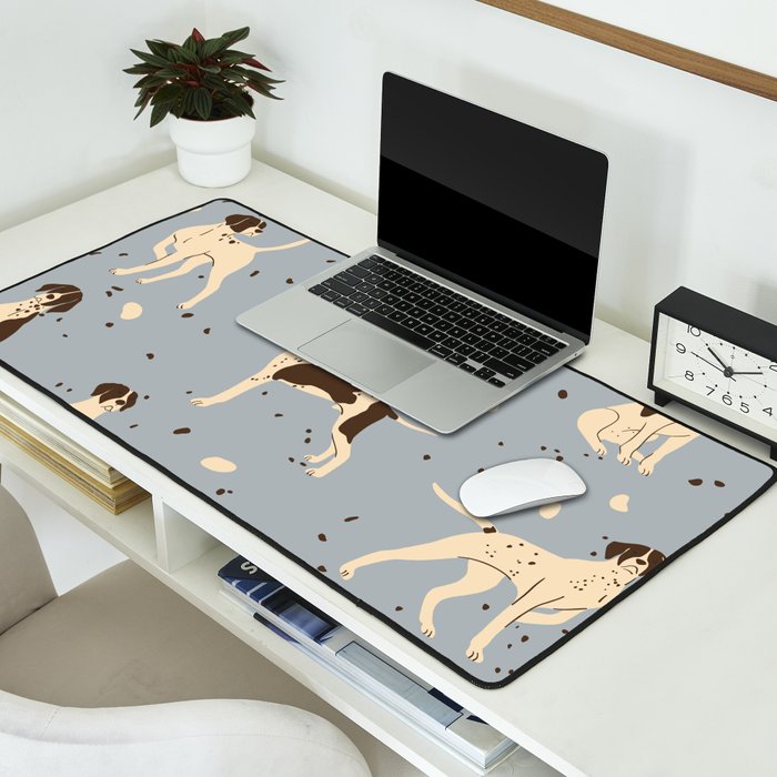 animalistic seamless pattern with hunting dogs Desk Mat Gallery Image 2