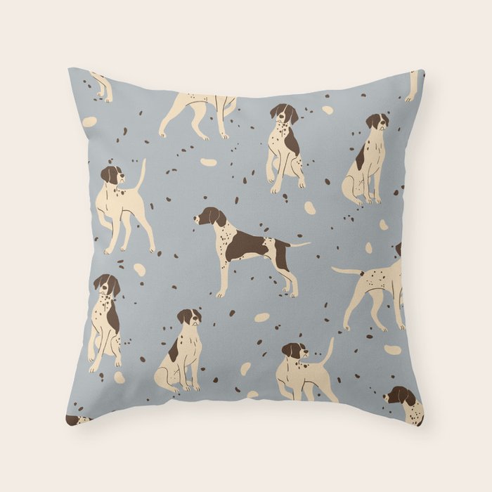 animalistic seamless pattern with hunting dogs Throw Pillow Gallery Image 1