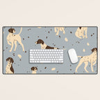 animalistic seamless pattern with hunting dogs Desk Mat Gallery Image 1