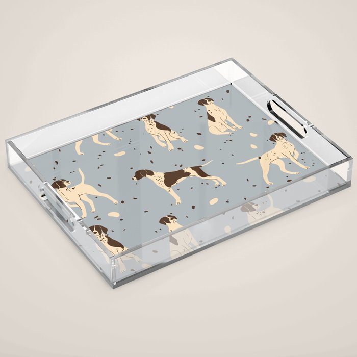 animalistic seamless pattern with hunting dogs Acrylic Tray Gallery Image 1