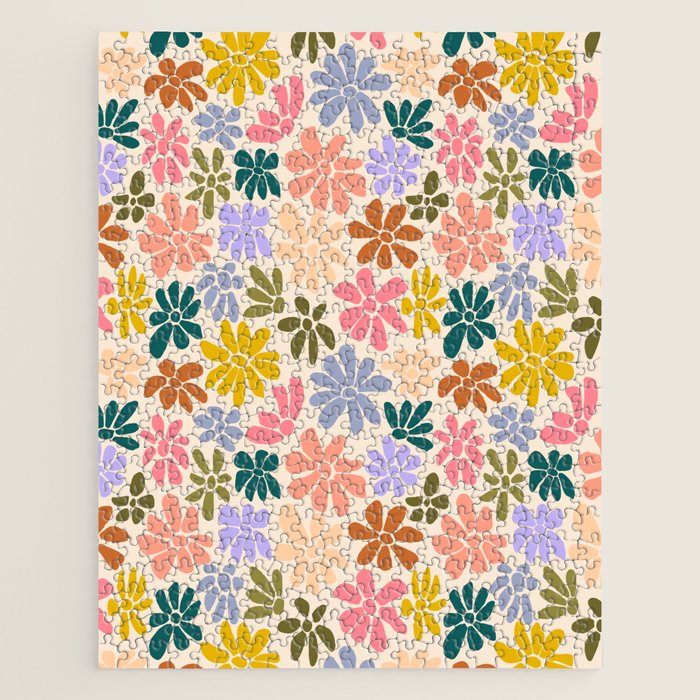 Rainbow Color Retro Floral  Jigsaw Puzzle Gallery Image 1
