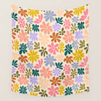 Rainbow Color Retro Floral  Wall Tapestry Gallery Image 4