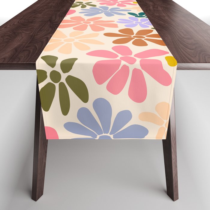 Rainbow Color Retro Floral  Table Runner Gallery Image 1