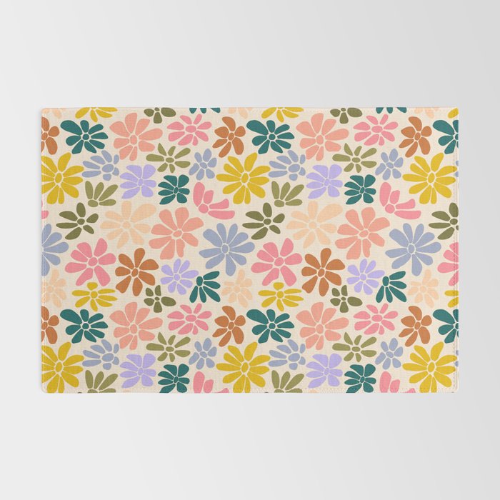 Rainbow Color Retro Floral  Rug Gallery Image 2