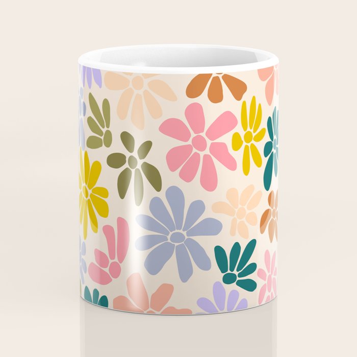 Rainbow Color Retro Floral  Coffee Mug Gallery Image 4