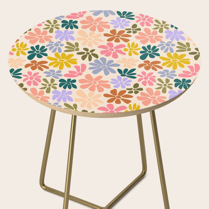 Rainbow Color Retro Floral  Side Table Gallery Image 2