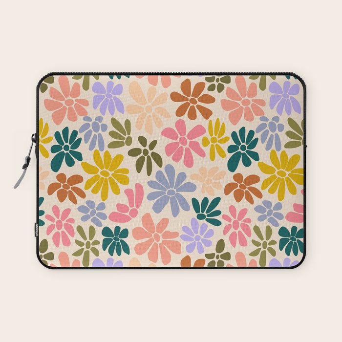 Rainbow Color Retro Floral  Laptop Sleeve Gallery Image 1