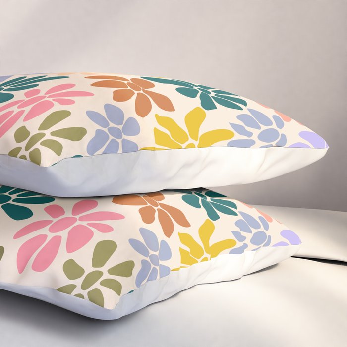 Rainbow Color Retro Floral  Pillow Sham Gallery Image 3