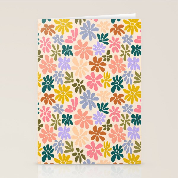 Rainbow Color Retro Floral  Stationery Card Gallery Image 2