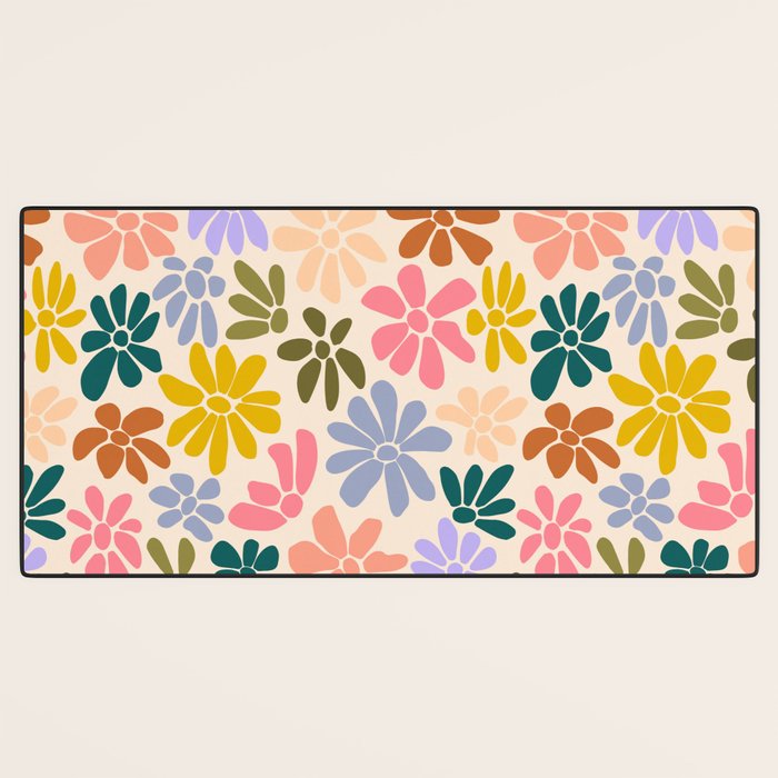 Rainbow Color Retro Floral  Desk Mat Gallery Image 3