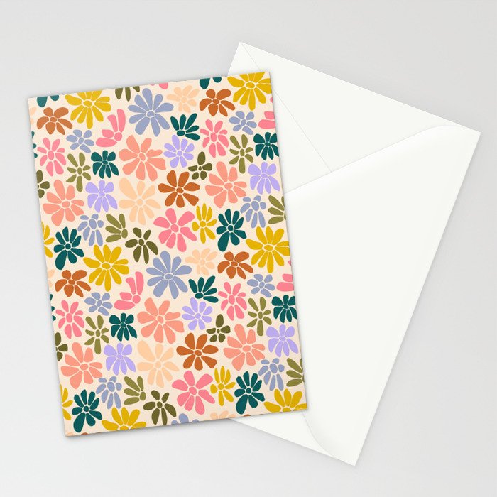 Rainbow Color Retro Floral  Stationery Card Gallery Image 2