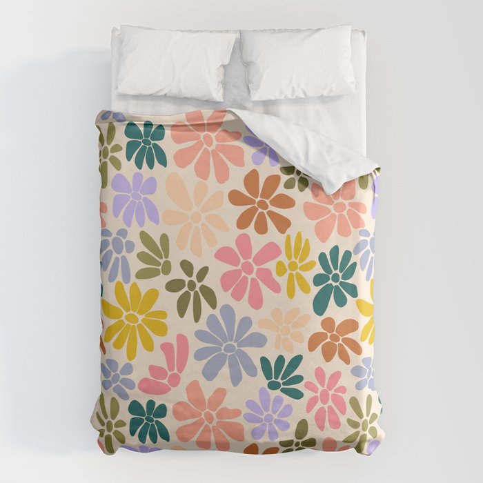 Rainbow Color Retro Floral  Duvet Cover Gallery Image 6