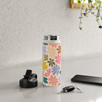 Rainbow Color Retro Floral  Water Bottle Gallery Image 5