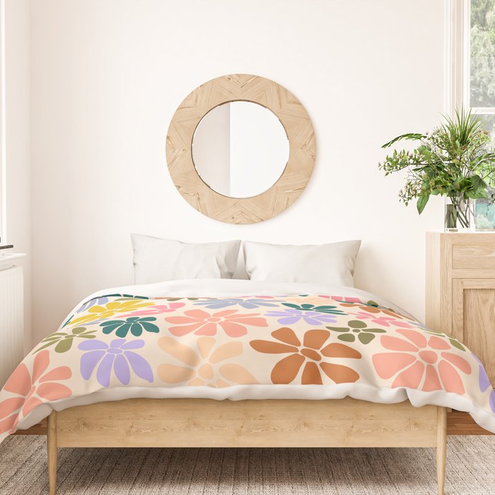 Rainbow Color Retro Floral  Duvet Cover Gallery Image 3