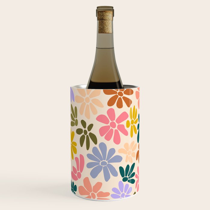 Rainbow Color Retro Floral  Wine Chiller Gallery Image 1