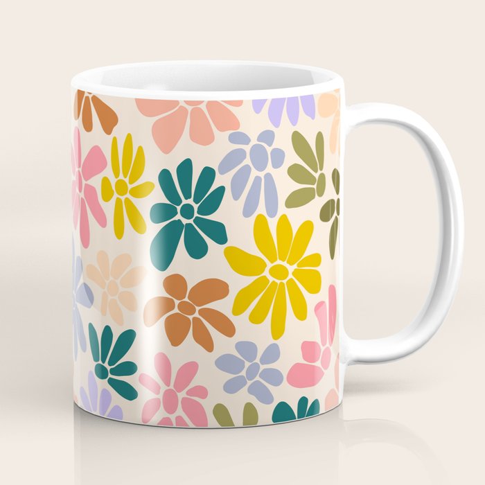 Rainbow Color Retro Floral  Coffee Mug Gallery Image 1