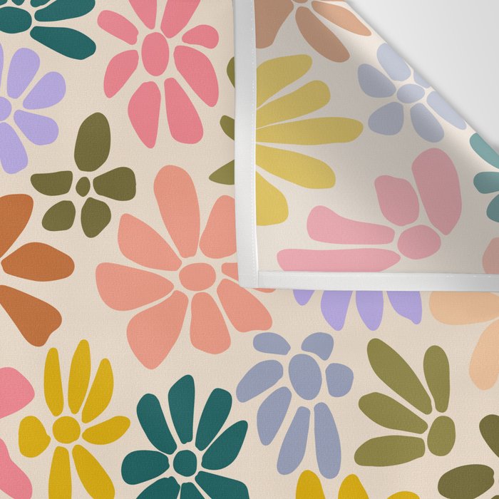 Rainbow Color Retro Floral  Wall Tapestry Gallery Image 3