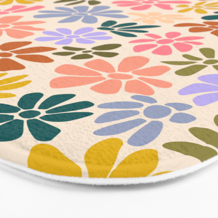 Rainbow Color Retro Floral  Bath Mat Gallery Image 3
