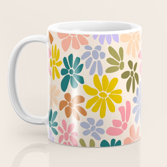 Rainbow Color Retro Floral  Coffee Mug Gallery Image 3