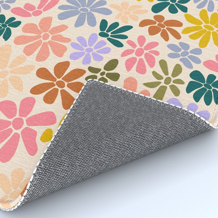 Rainbow Color Retro Floral  Rug Gallery Image 4