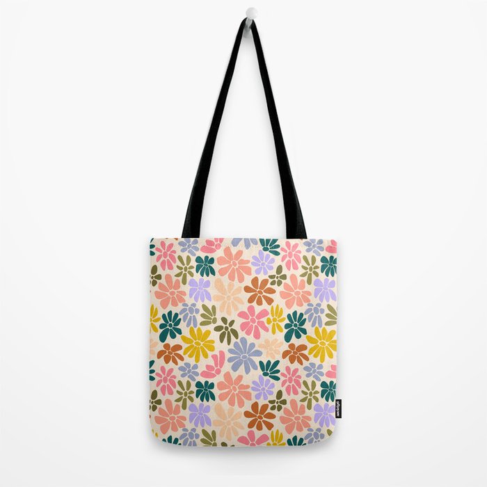 Rainbow Color Retro Floral  Tote Bag Gallery Image 2