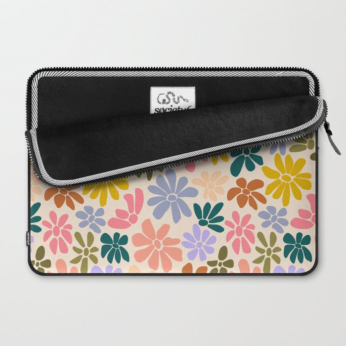 Rainbow Color Retro Floral  Laptop Sleeve Gallery Image 2