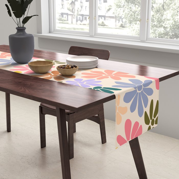 Rainbow Color Retro Floral  Table Runner Gallery Image 2