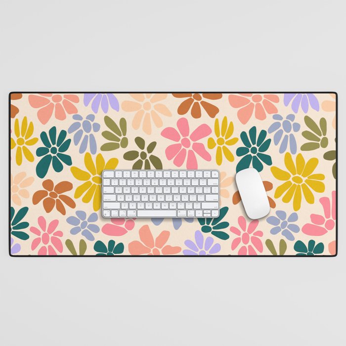 Rainbow Color Retro Floral  Desk Mat Gallery Image 1