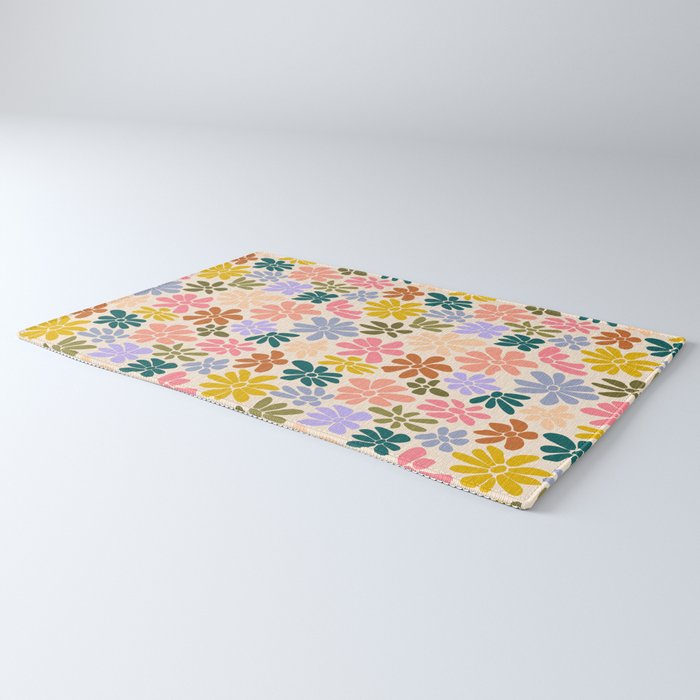 Rainbow Color Retro Floral  Rug Gallery Image 3