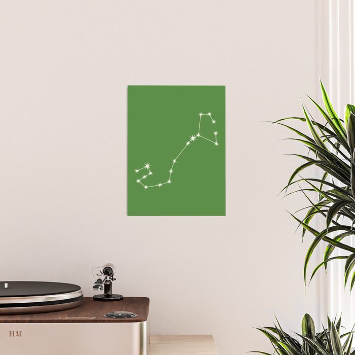 Scorpio Zodiac Star Constellation Line Art Kelly Green Poster Gallery Image 2