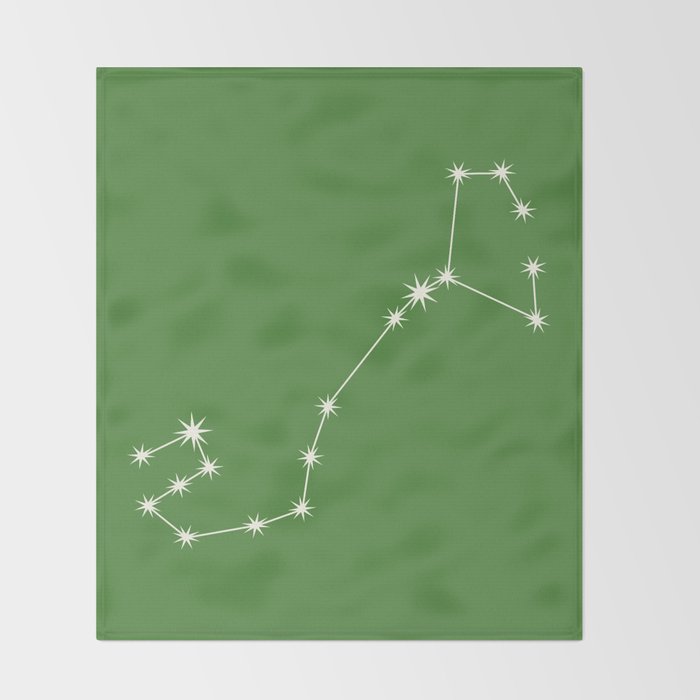 Scorpio Zodiac Star Constellation Line Art Kelly Green Throw Blanket Gallery Image 2