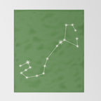 Scorpio Zodiac Star Constellation Line Art Kelly Green Throw Blanket Gallery Image 2