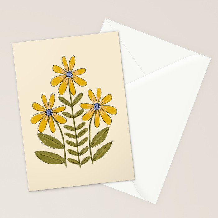 Sunflower - Block Print Stationery Card Gallery Image 2
