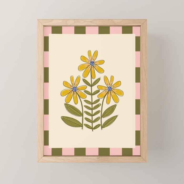 Sunflower - Block Print Mini Art Print Gallery Image 1