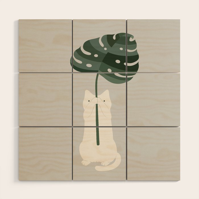 Cat and Plant 58 Wood Wall Art Gallery Image 1