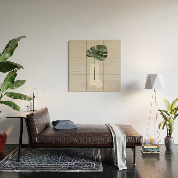 Cat and Plant 58 Wood Wall Art Gallery Image 2