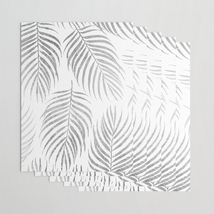 Chic elegant silver foil palm tree leaves Wrapping Paper Gallery Image 3