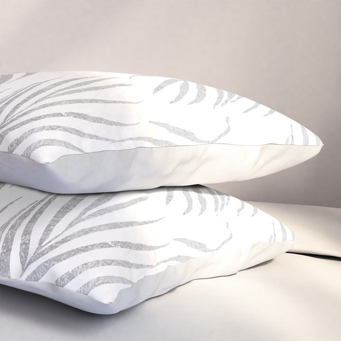 Chic elegant silver foil palm tree leaves Pillow Sham Gallery Image 3