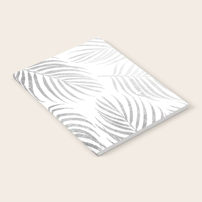 Chic elegant silver foil palm tree leaves Notebook Gallery Image 2