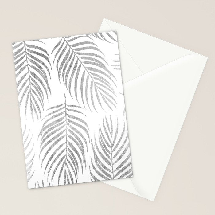 Chic elegant silver foil palm tree leaves Stationery Card Gallery Image 2