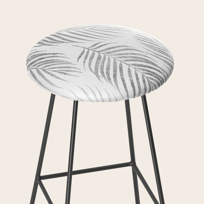Chic elegant silver foil palm tree leaves Stool Gallery Image 2