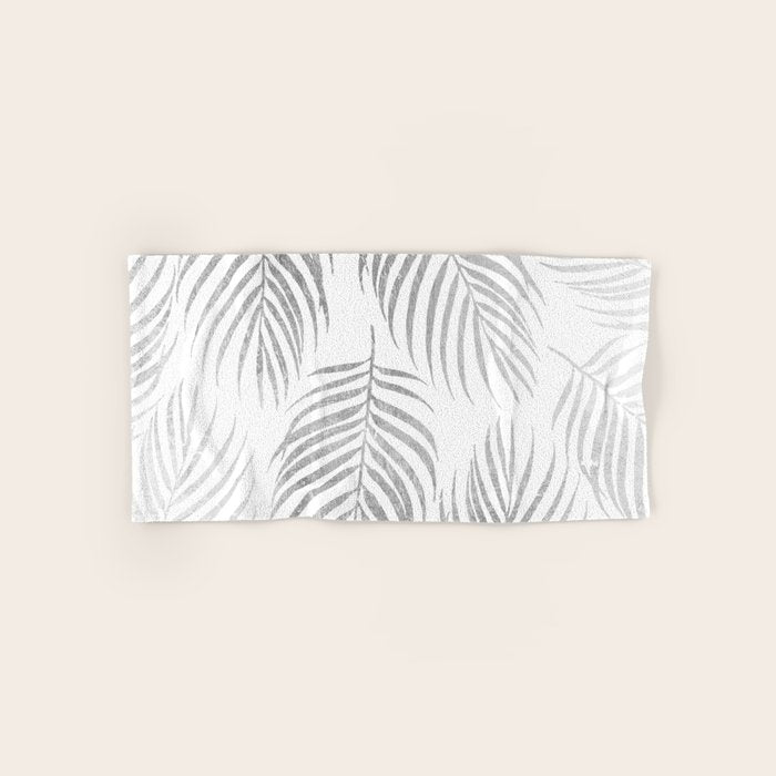 Chic elegant silver foil palm tree leaves Towels Gallery Image 1