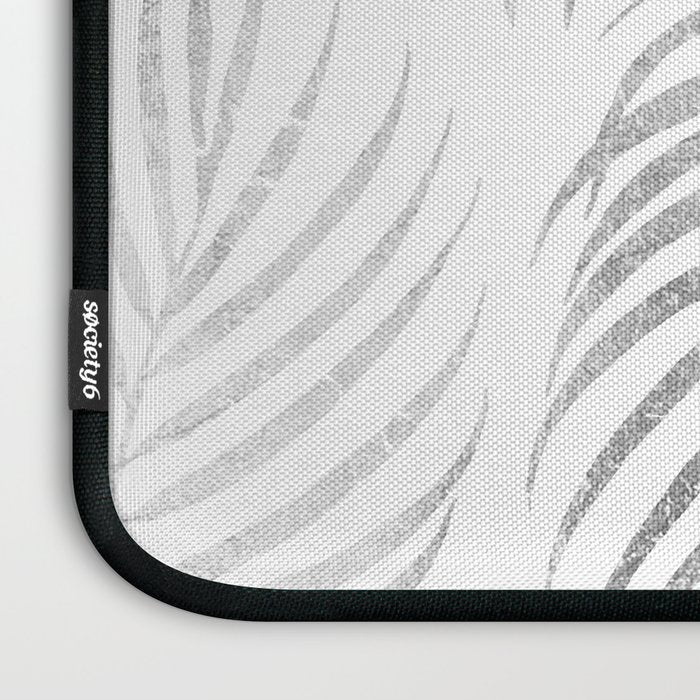 Chic elegant silver foil palm tree leaves Laptop Sleeve Gallery Image 3