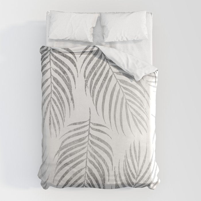 Chic elegant silver foil palm tree leaves Duvet Cover Gallery Image 6