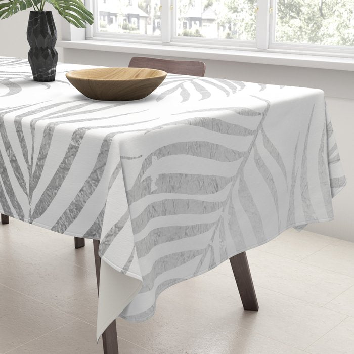 Chic elegant silver foil palm tree leaves Tablecloth Gallery Image 3