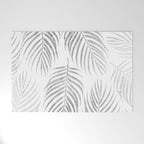 Chic elegant silver foil palm tree leaves Welcome Mat Gallery Image 1