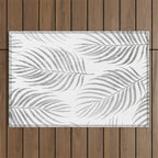 Chic elegant silver foil palm tree leaves Outdoor Rug Gallery Image 1