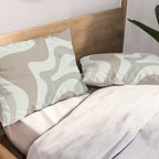 Liquid Swirl Abstract Pattern in Taupe Gray and Light Ice Blue Pillow Sham Gallery Image 2
