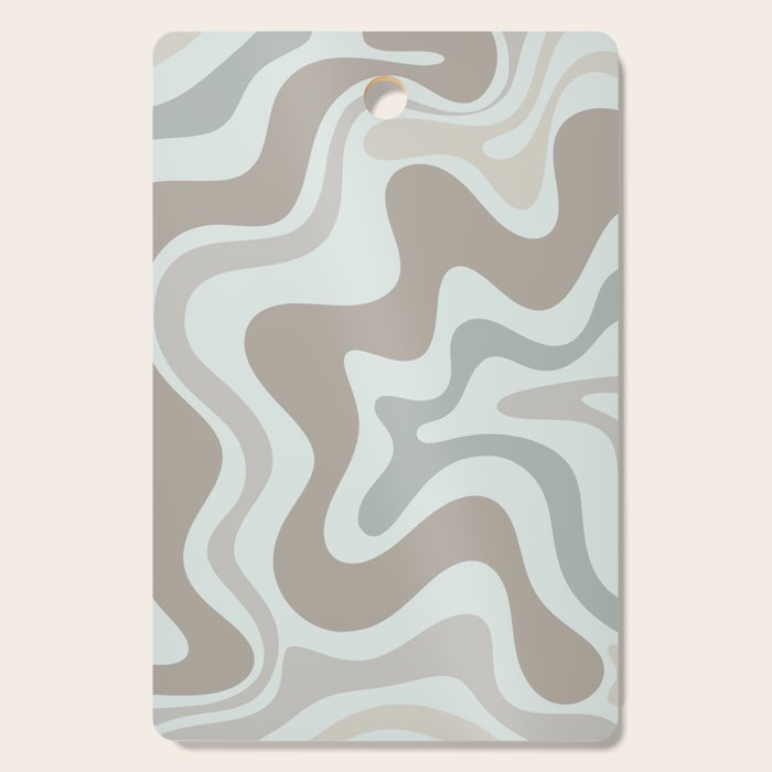 Liquid Swirl Abstract Pattern in Taupe Gray and Light Ice Blue Cutting Board Gallery Image 1