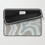 Liquid Swirl Abstract Pattern in Taupe Gray and Light Ice Blue Laptop Sleeve Gallery Image 2